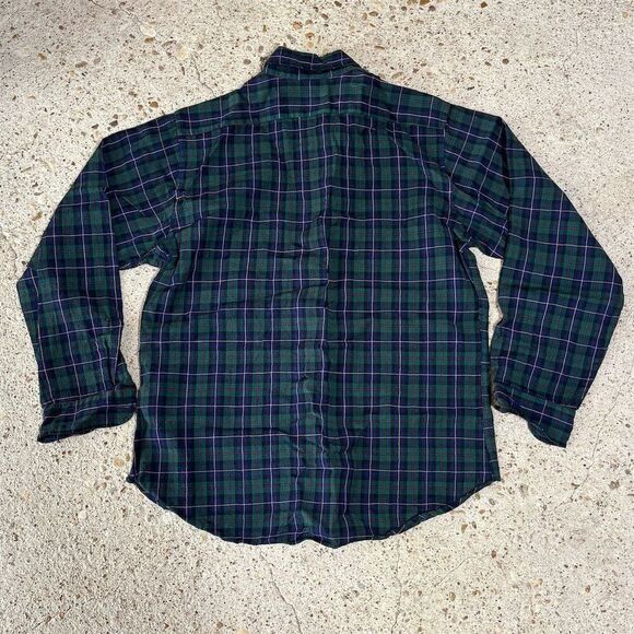Pendleton Men's XL Vintage 70s Wool Plaid Button-Up Shirt Green - Picture 2 of 4